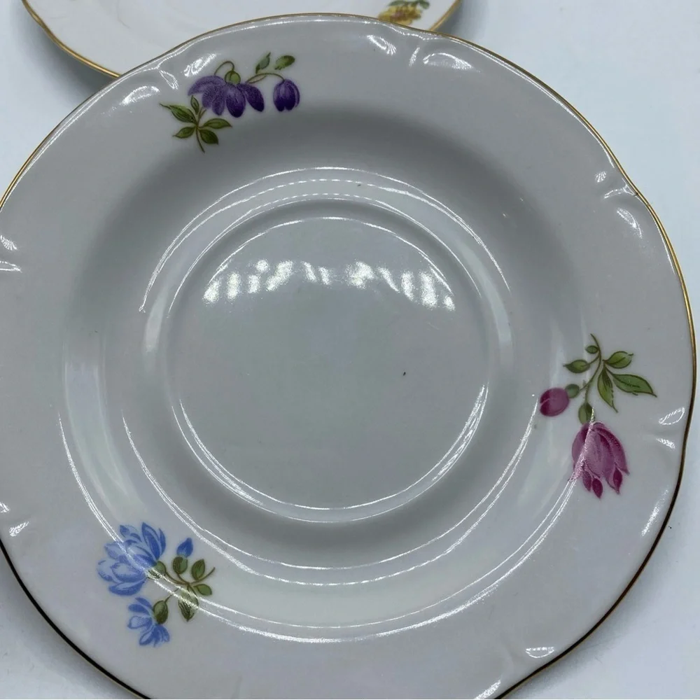JLMENAU Graf Von Henneberg Floral Porzellan Saucer E Germany Vintage Set Of 2